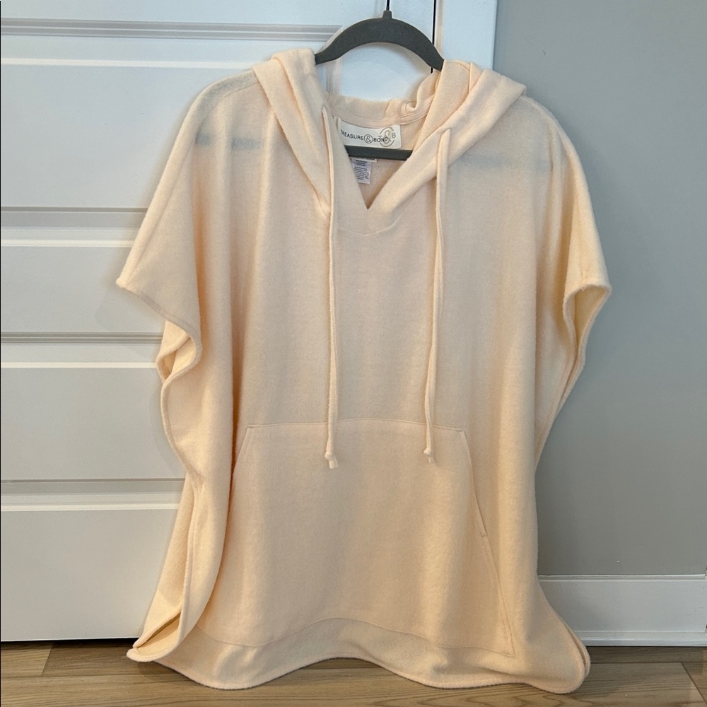 Treasure & Bond Cream Hooded Poncho Top